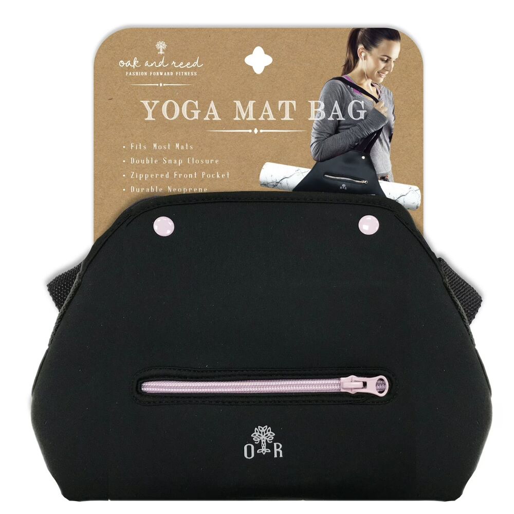 Oak And Reed Neoprene YOGA MAT BAG *Fits Most Mats* Zippered, Double Snap, Black